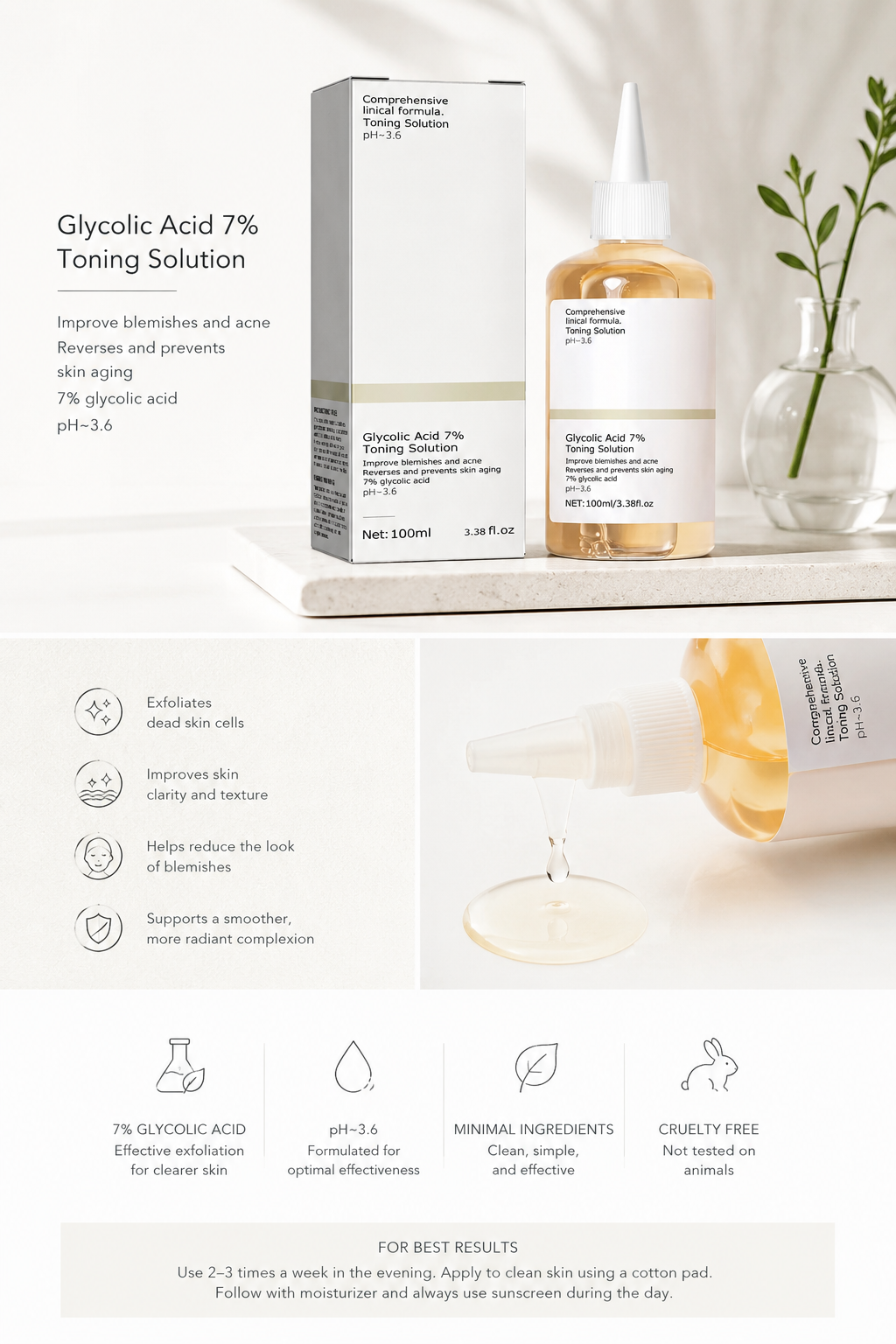 100ml Glycolic Acid 7% Toning Solution